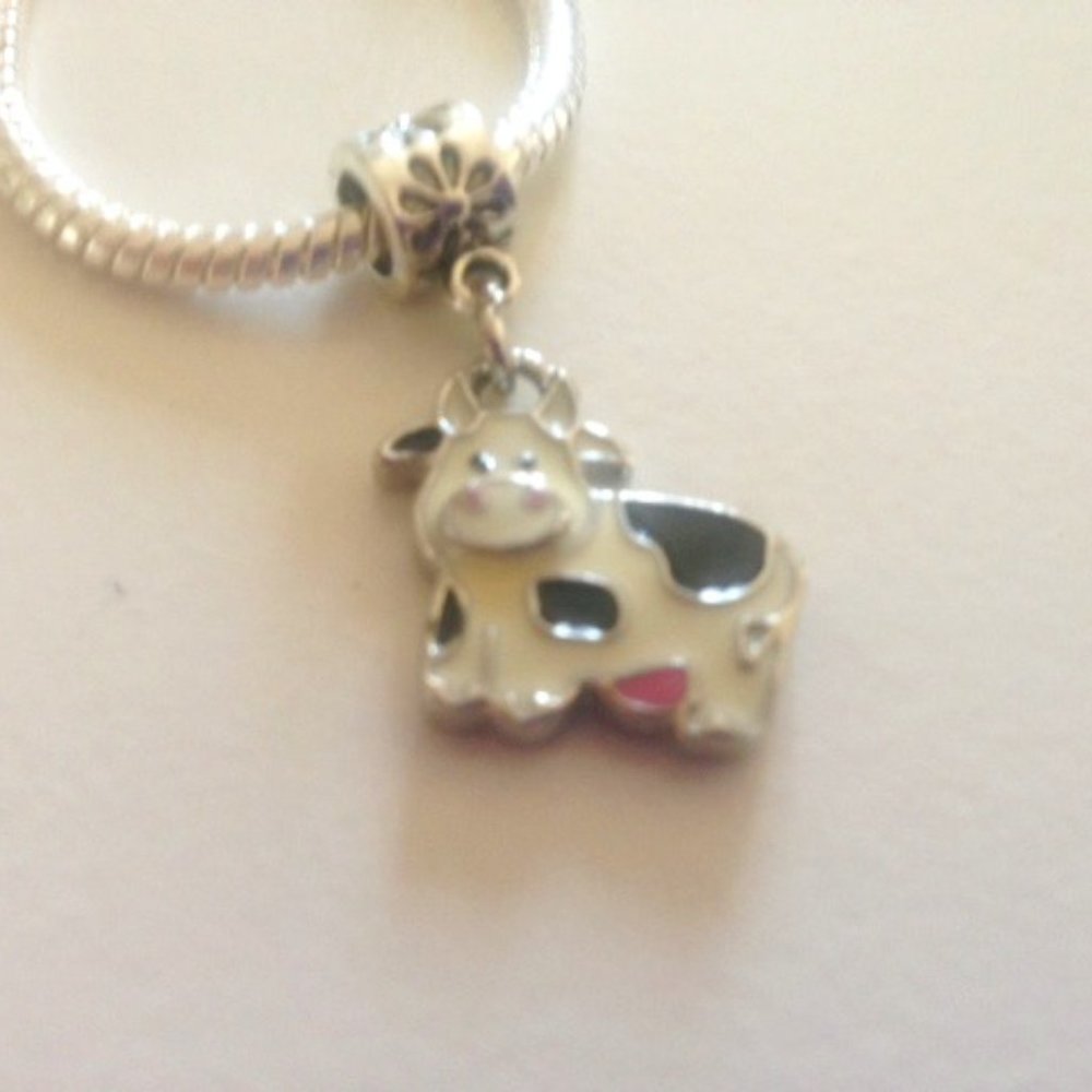 “COW”  Dangling Charm Bead For European Style Charm Bracelets